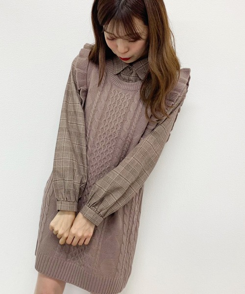 apres jour（アプレジュール）の「フリルニットワンピース×ブラウスセット【ZOZOTOWN限定アイテム】（ワンピース・レディース・ダークブラウン/モカ/ライトベージュ・フリー）」の14枚目の写真