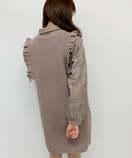 apres jour（アプレジュール）の「フリルニットワンピース×ブラウスセット【ZOZOTOWN限定アイテム】（ワンピース・レディース・ダークブラウン/モカ/ライトベージュ・フリー）」の16枚目の写真