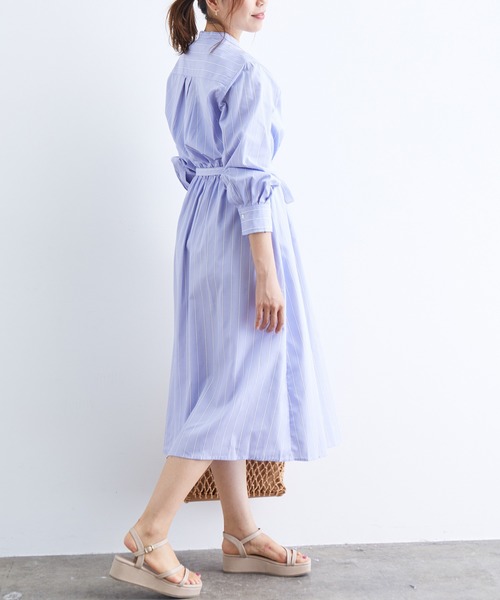 鎌倉シャツ Vis Vis ビス のファッション ワンピース ドレス スタンドカラードロストワンピース ワンピース