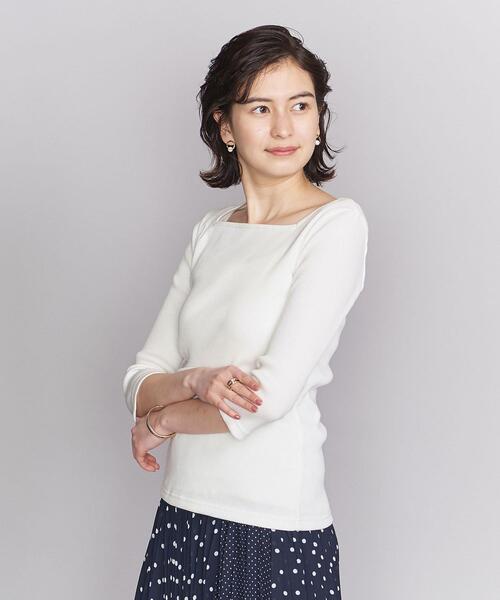 BEAUTY&YOUTH UNITED ARROWS（ビューティーアンドユースユナイテッドアローズ）の「BY リブスクエアネック7分袖カットソー（Tシャツ/カットソー・レディース・ライラック/オフホワイト/モカ・FREE）」の2枚目の写真