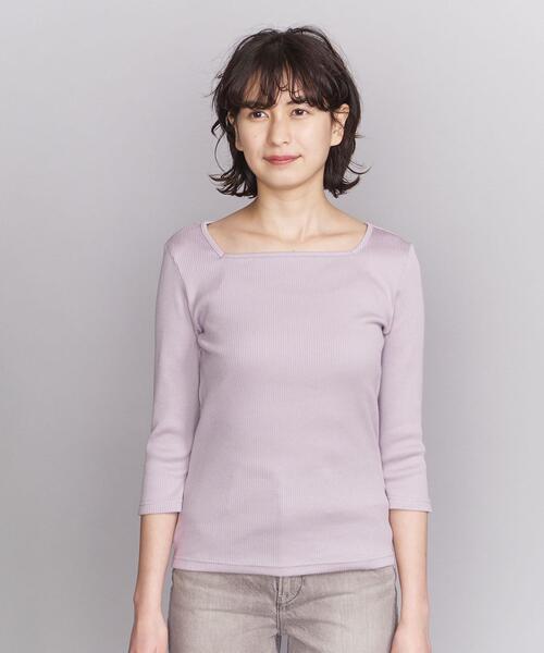 BEAUTY&YOUTH UNITED ARROWS（ビューティーアンドユースユナイテッドアローズ）の「BY リブスクエアネック7分袖カットソー（Tシャツ/カットソー・レディース・ライラック/オフホワイト/モカ・FREE）」の4枚目の写真