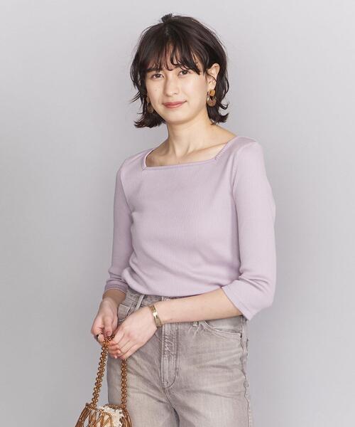 BEAUTY&YOUTH UNITED ARROWS（ビューティーアンドユースユナイテッドアローズ）の「BY リブスクエアネック7分袖カットソー（Tシャツ/カットソー・レディース・ライラック/オフホワイト/モカ・FREE）」の15枚目の写真