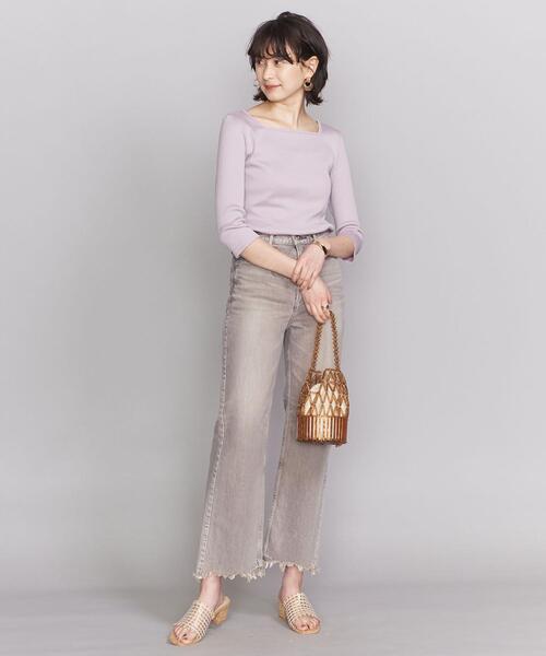 BEAUTY&YOUTH UNITED ARROWS（ビューティーアンドユースユナイテッドアローズ）の「BY リブスクエアネック7分袖カットソー（Tシャツ/カットソー・レディース・ライラック/オフホワイト/モカ・FREE）」の14枚目の写真