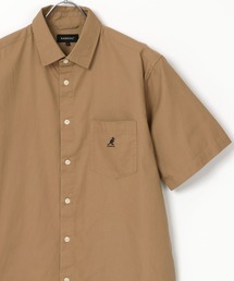 KANGOL/カンゴール コットン 無地 ストライプ 半袖 レギュラーカラーシャツ
