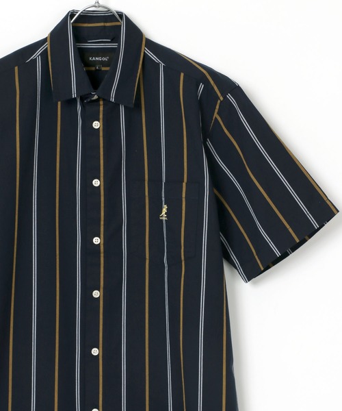 KANGOL(カンゴール)の「KANGOL/カンゴール コットン 無地 ストライプ 半袖 レギュラーカラーシャツ(シャツ/ブラウス・メンズ・ホワイト/ベージュ/ホワイト系その他/ベージュ系その他/ブルー系その他/ネイビー/ブラウン系その他/ワイン/ブラック・XL/L/M)」の8枚目の写真