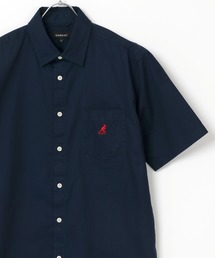 KANGOL/カンゴール コットン 無地 ストライプ 半袖 レギュラーカラーシャツ