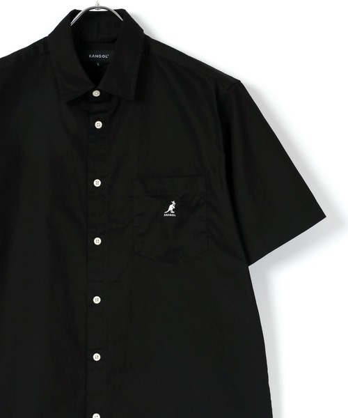 KANGOL(カンゴール)の「KANGOL/カンゴール コットン 無地 ストライプ 半袖 レギュラーカラーシャツ(シャツ/ブラウス・メンズ・ホワイト/ベージュ/ホワイト系その他/ベージュ系その他/ブルー系その他/ネイビー/ブラウン系その他/ワイン/ブラック・XL/L/M)」の3枚目の写真