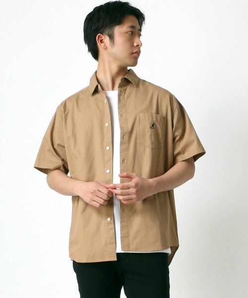 KANGOL(カンゴール)の「KANGOL/カンゴール コットン 無地 ストライプ 半袖 レギュラーカラーシャツ(シャツ/ブラウス・メンズ・ホワイト/ベージュ/ホワイト系その他/ベージュ系その他/ブルー系その他/ネイビー/ブラウン系その他/ワイン/ブラック・XL/L/M)」の14枚目の写真
