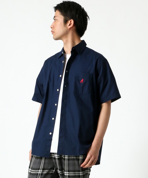 KANGOL(カンゴール)の「KANGOL/カンゴール コットン 無地 ストライプ 半袖 レギュラーカラーシャツ(シャツ/ブラウス・メンズ・ホワイト/ベージュ/ホワイト系その他/ベージュ系その他/ブルー系その他/ネイビー/ブラウン系その他/ワイン/ブラック・XL/L/M)」の12枚目の写真
