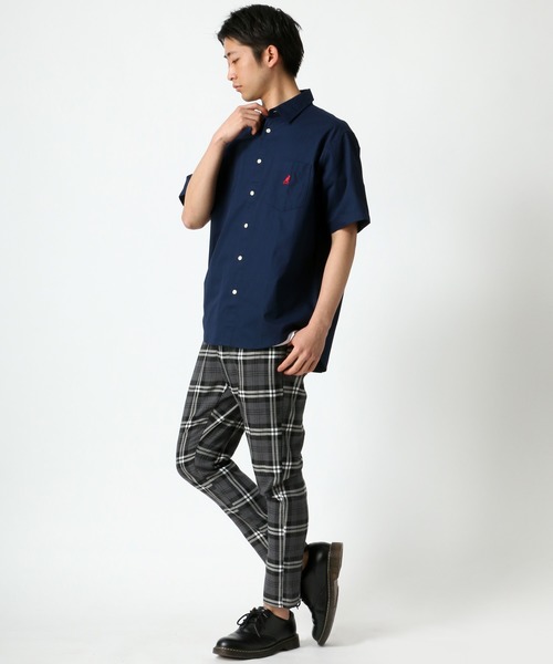 KANGOL(カンゴール)の「KANGOL/カンゴール コットン 無地 ストライプ 半袖 レギュラーカラーシャツ(シャツ/ブラウス・メンズ・ホワイト/ベージュ/ホワイト系その他/ベージュ系その他/ブルー系その他/ネイビー/ブラウン系その他/ワイン/ブラック・XL/L/M)」の22枚目の写真
