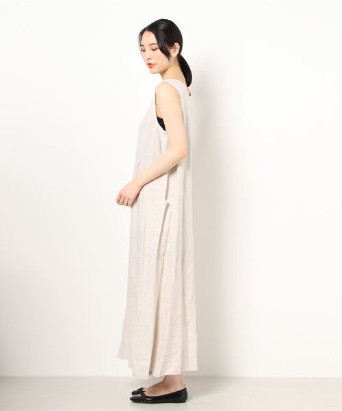 agnes b. アニエスベー　リネンワンピース　白黒 リネンコットンシャーリングドレス ｜To b. by agnès b