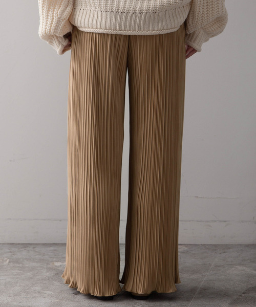 美品✨ PLEATS PLEASE  ワイドパンツ プリーツ M 2 茶 PLEATS PLEASE ISSEY MIYAKE 中太パンツ セミワイトパンツ
