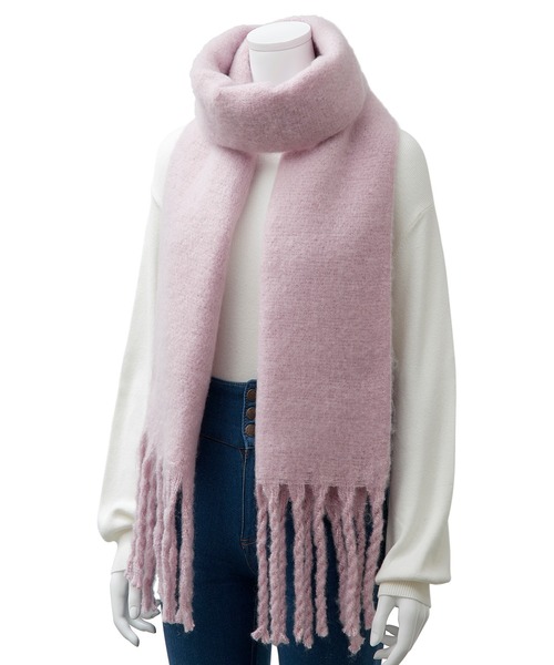 estaa（エスタ）の「フリンジ付きボリュームマフラー（マフラー・レディース・チャコールグレー/オフホワイト/ターコイズブルー/モカ/キャメル/ベビーピンク/ブラウン/イエロー/コーラルピンク/ライトグレー・FREE）」の15枚目の写真