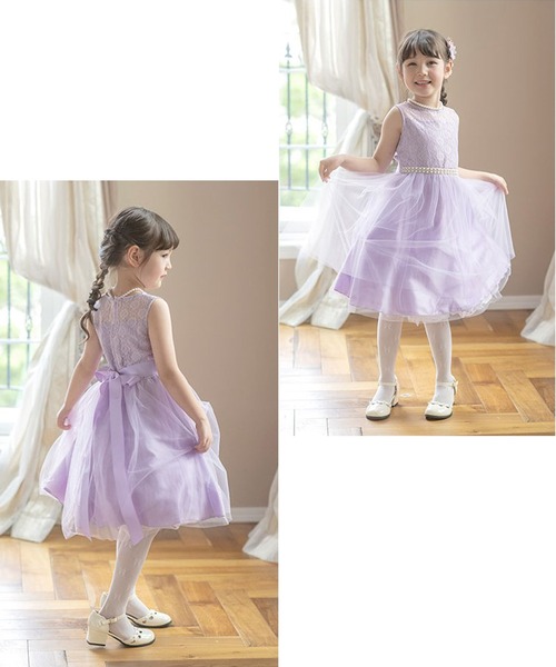 Catherine Cottage(キャサリンコテージ)の「デコルテシースルー パールベルトドレス(ドレス・キッズ・ベージュ/ネイビー/レッド/グリーン/ライラック/ピンク/イエロー・110/120/130/140/150/160)」の16枚目の写真