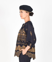 45R 度甘平刺繍ブラウス（インディゴ） 45R 度甘平刺繍ブラウス（インディゴ）