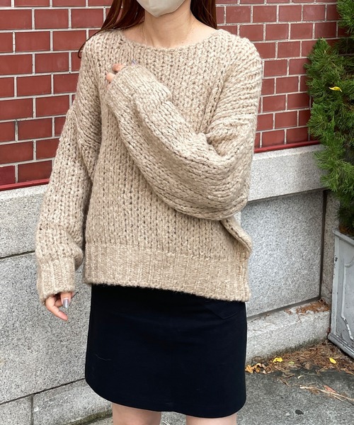 LE MORE(リモア)の「モヘアタッチニット(ニット/セーター・レディース・ベージュ/ブラウン/アイボリー/ホワイト・FREE)」の4枚目の写真