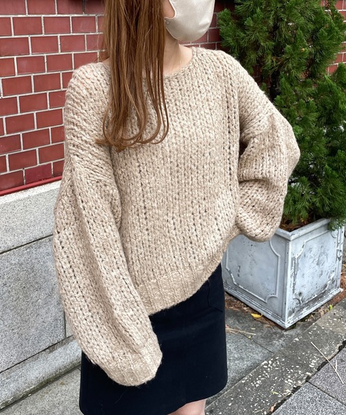 LE MORE(リモア)の「モヘアタッチニット(ニット/セーター・レディース・ベージュ/ブラウン/アイボリー/ホワイト・FREE)」の5枚目の写真