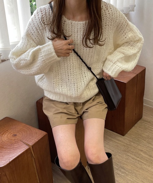 LE MORE(リモア)の「モヘアタッチニット(ニット/セーター・レディース・ベージュ/ブラウン/アイボリー/ホワイト・FREE)」の10枚目の写真