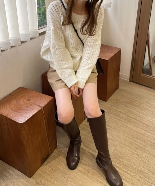 LE MORE(リモア)の「モヘアタッチニット(ニット/セーター・レディース・ベージュ/ブラウン/アイボリー/ホワイト・FREE)」の6枚目の写真