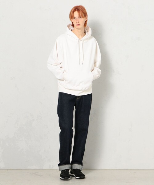 EDITION（エディション）の「COTTON NEP JERSEY カンガルーパーカー（パーカー・メンズ・ホワイト/ピンク・S/M）」の3枚目の写真