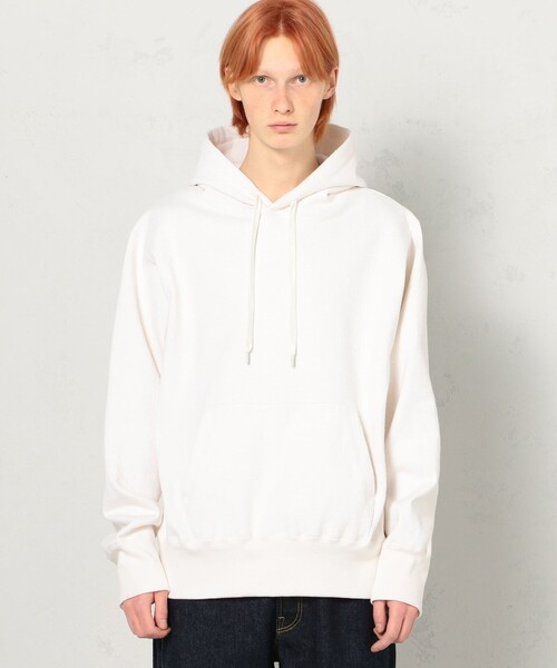 EDITION（エディション）の「COTTON NEP JERSEY カンガルーパーカー（パーカー・メンズ・ホワイト/ピンク・S/M）」の4枚目の写真