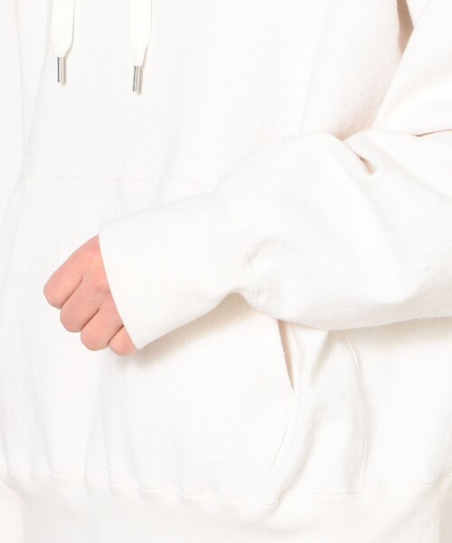 EDITION（エディション）の「COTTON NEP JERSEY カンガルーパーカー（パーカー・メンズ・ホワイト/ピンク・S/M）」の9枚目の写真