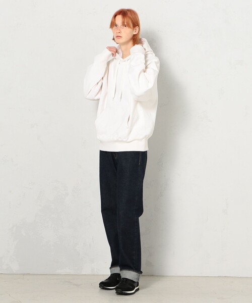 EDITION（エディション）の「COTTON NEP JERSEY カンガルーパーカー（パーカー・メンズ・ホワイト/ピンク・S/M）」の12枚目の写真