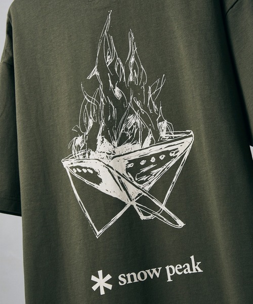 Snow Peak（スノーピーク）の「【Snow Peak×relume / スノーピーク】別注Camp Fire Printed Tee（Tシャツ/カットソー・メンズ・ホワイト/ブラウン/カーキ・SMALL/MEDIUM/LARGE）」の3枚目の写真