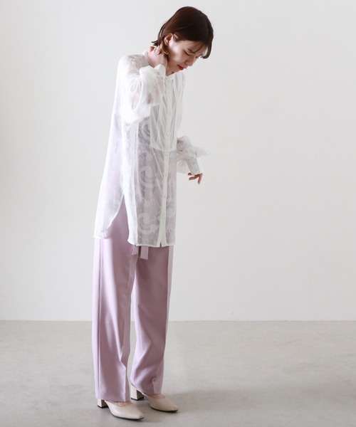 Cheek(チーク)の「【日本製】共ベルトセンタープレスパンツ(スラックス・レディース・ベージュ/カーキ/ピンク・MEDIUM)」の20枚目の写真