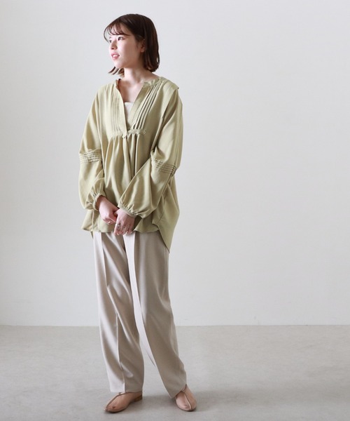 Cheek(チーク)の「【日本製】共ベルトセンタープレスパンツ(スラックス・レディース・ベージュ/カーキ/ピンク・MEDIUM)」の12枚目の写真