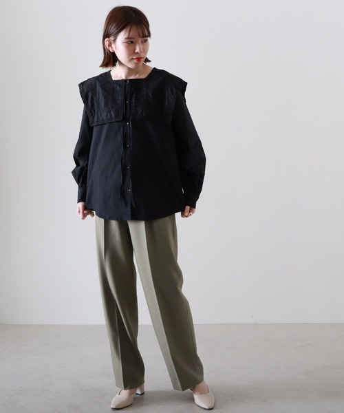 Cheek(チーク)の「【日本製】共ベルトセンタープレスパンツ(スラックス・レディース・ベージュ/カーキ/ピンク・MEDIUM)」の22枚目の写真