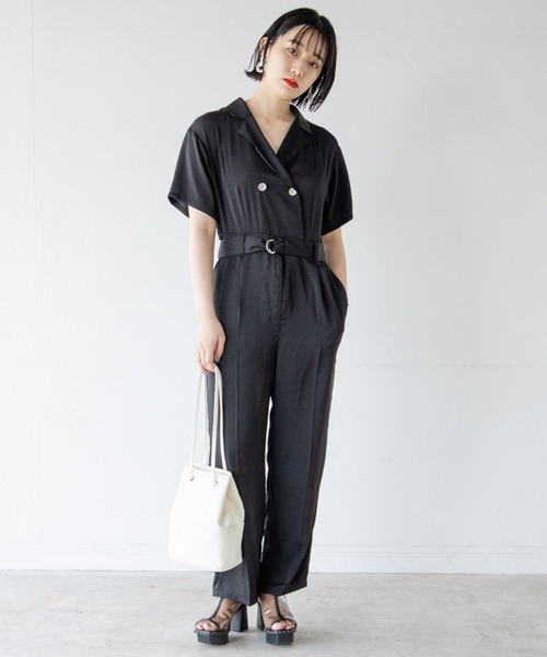 PAGEBOY（ページボーイ）の「ショートスリーブオールインワン（つなぎ/オールインワン・レディース・ブラック/ブラウン系その他・FREE）」の2枚目の写真