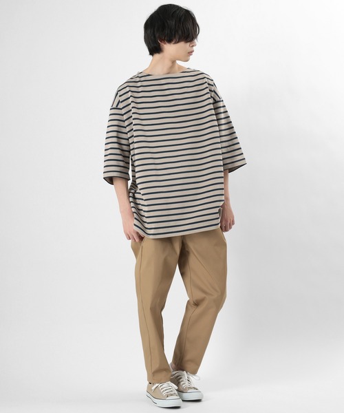 make a ray!（メイク ア レイ！）の「ビッグシルエット バスクボーダー クルーネック カットソー（Tシャツ/カットソー・メンズ・ベージュ/ブルー/オフホワイト・M/L）」の11枚目の写真