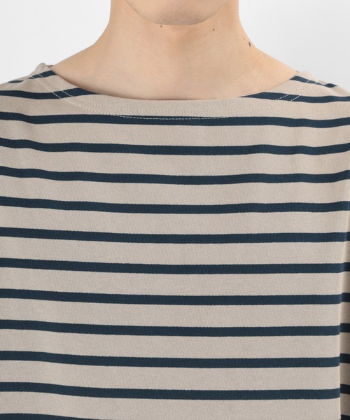 make a ray!（メイク ア レイ！）の「ビッグシルエット バスクボーダー クルーネック カットソー（Tシャツ/カットソー・メンズ・ベージュ/ブルー/オフホワイト・M/L）」の6枚目の写真