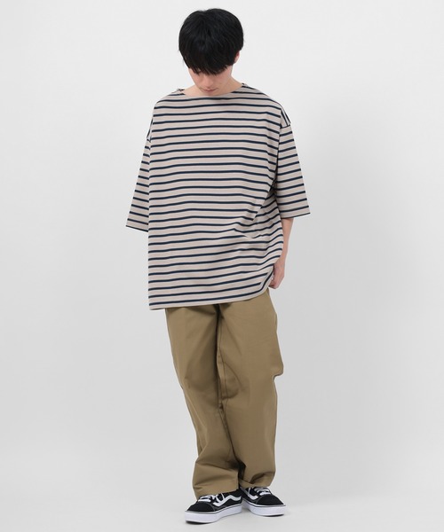 make a ray!（メイク ア レイ！）の「ビッグシルエット バスクボーダー クルーネック カットソー（Tシャツ/カットソー・メンズ・ベージュ/ブルー/オフホワイト・M/L）」の17枚目の写真