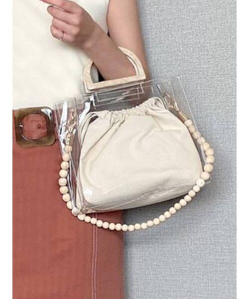 RESEXXY(リゼクシー)の「ウッド調チェーンクリアバッグ(ショルダーバッグ・レディース・ブラウン/ベージュ・FREE)」の2枚目の写真