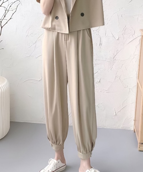 Doula Doula（ドゥーラドゥーラ）の「半袖ジャケット＋裾リブパンツセットアップ（セットアップ・レディース・ブラック/ダークグレー/モカ・FREE）」の4枚目の写真