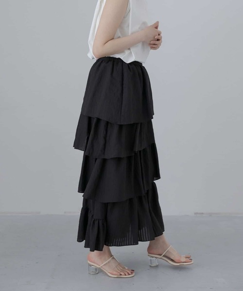 LAATO(ラート)の「FRILL GIRLY SKIRT(スカート・レディース・ブラック/オフホワイト・FREE)」の2枚目の写真