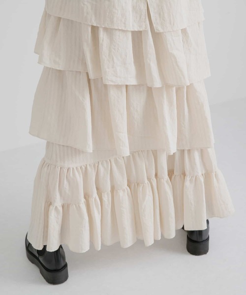 LAATO(ラート)の「FRILL GIRLY SKIRT(スカート・レディース・ブラック/オフホワイト・FREE)」の3枚目の写真