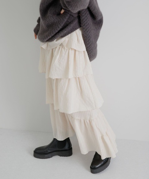 LAATO(ラート)の「FRILL GIRLY SKIRT(スカート・レディース・ブラック/オフホワイト・FREE)」の11枚目の写真