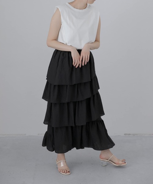 LAATO(ラート)の「FRILL GIRLY SKIRT(スカート・レディース・ブラック/オフホワイト・FREE)」の14枚目の写真