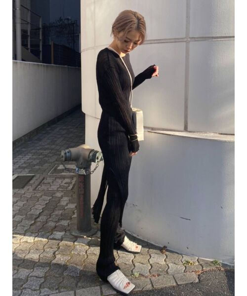 EMODA（エモダ）の「リンクルニットパンツ（その他パンツ・レディース・ブラック/オレンジ/ブルー・FREE）」の11枚目の写真