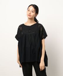 Samansa Mos2 | レース切替ギャザーブラウス(シャツ/ブラウス)