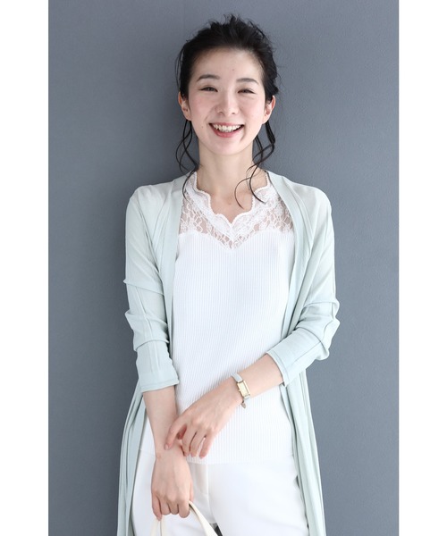 cawaii（カワイイ）の「顔周り華やぐレースのリブタンクトップトップス（タンクトップ・レディース・ホワイト・FREE）」の6枚目の写真