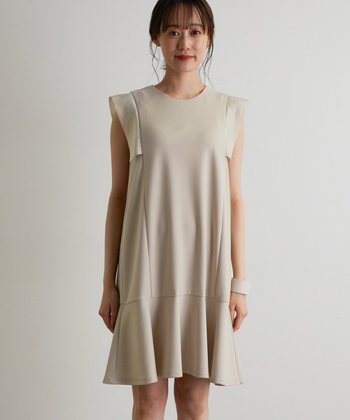 vis-`a-vis(ビサビ)の「【WEB限定】異素材カットミニワンピース(ワンピース・レディース・ブラック/ベージュ系その他/オリーブ・FREE)」の9枚目の写真
