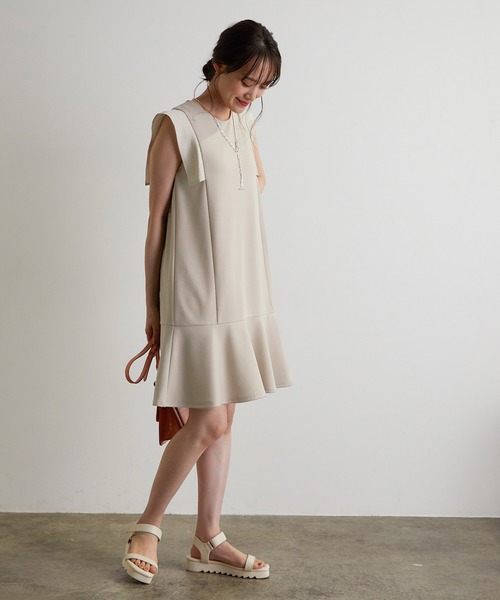 vis-`a-vis(ビサビ)の「【WEB限定】異素材カットミニワンピース(ワンピース・レディース・ブラック/ベージュ系その他/オリーブ・FREE)」の19枚目の写真