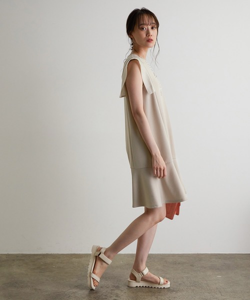 vis-`a-vis(ビサビ)の「【WEB限定】異素材カットミニワンピース(ワンピース・レディース・ブラック/ベージュ系その他/オリーブ・FREE)」の20枚目の写真