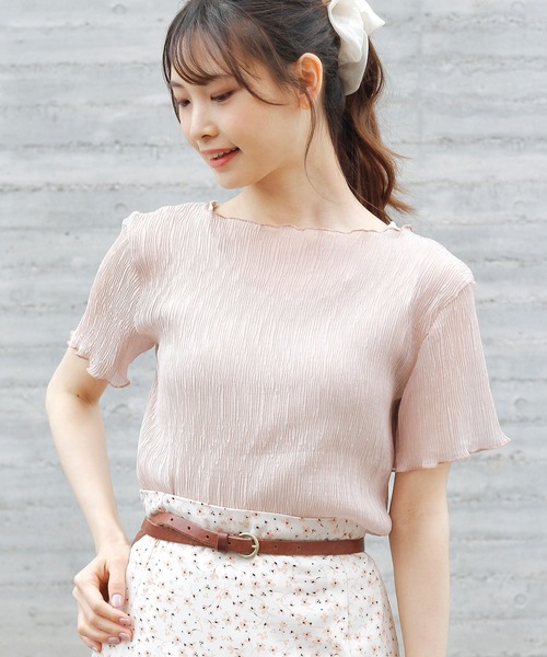 Crisp yours（クリスプユアーズ）の「【WEB限定】クレープシアーブラウス（シャツ/ブラウス・レディース・ブラック/ブルー/アイボリー/ピンクベージュ・FREE）」の4枚目の写真