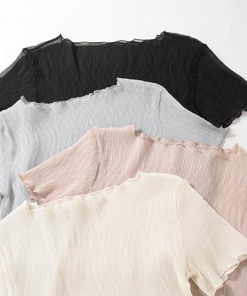 Crisp yours（クリスプユアーズ）の「【WEB限定】クレープシアーブラウス（シャツ/ブラウス・レディース・ブラック/ブルー/アイボリー/ピンクベージュ・FREE）」の6枚目の写真