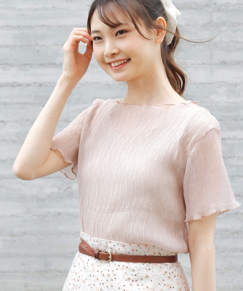 Crisp yours（クリスプユアーズ）の「【WEB限定】クレープシアーブラウス（シャツ/ブラウス・レディース・ブラック/ブルー/アイボリー/ピンクベージュ・FREE）」の14枚目の写真